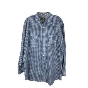 Saddle King Vintage Shirt Mens Size 17.5 Pearl Snap Western Rockabilly Plaid USA